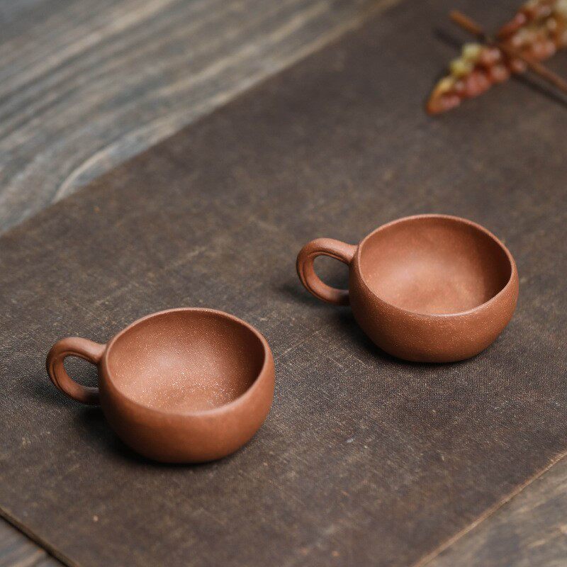 宜兴紫砂南瓜主人杯子手工带把品茗小口杯仿生办公室茶碗茶具配件