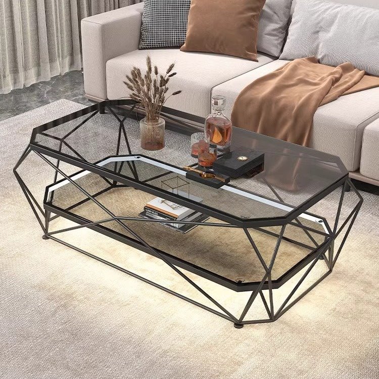 茶几小户型客厅家用轻奢现代长方形钢化玻璃简约创意设计师办公室