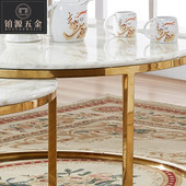 大理石茶几不锈钢简约钛金茶几北欧客厅时尚 大小圆几批发铂源家具