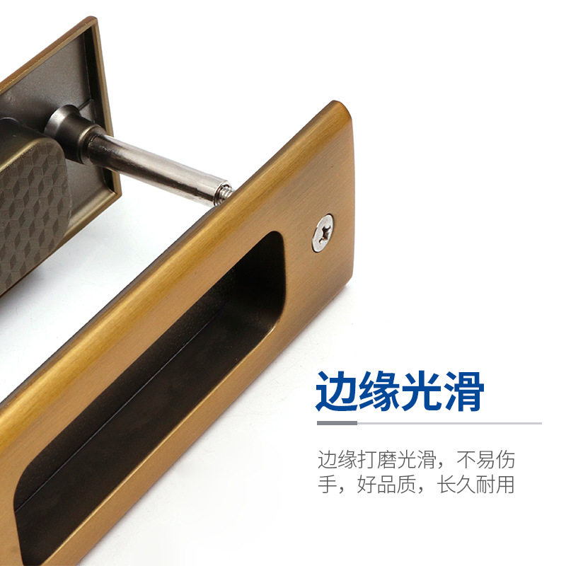 ?推拉门锁木门嵌入式拉手家用阳台门隐形钩锁橱房门加厚灰色移