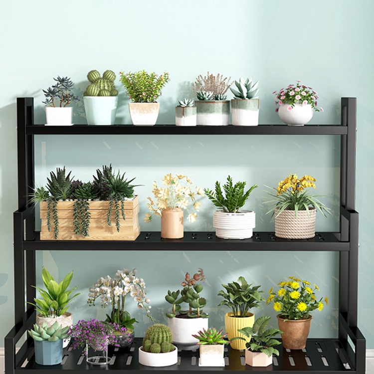 2025新款花架置物架阳台可移动带轮客厅落地式铁艺多层室外花盆架