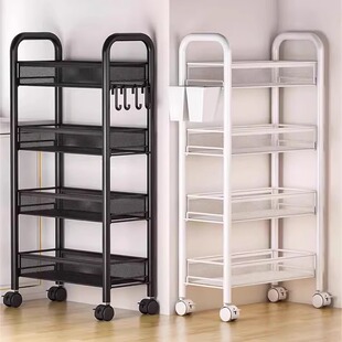 可移动书架落地置物架铁艺小推车收纳架宿舍桌下落地分层书柜架子