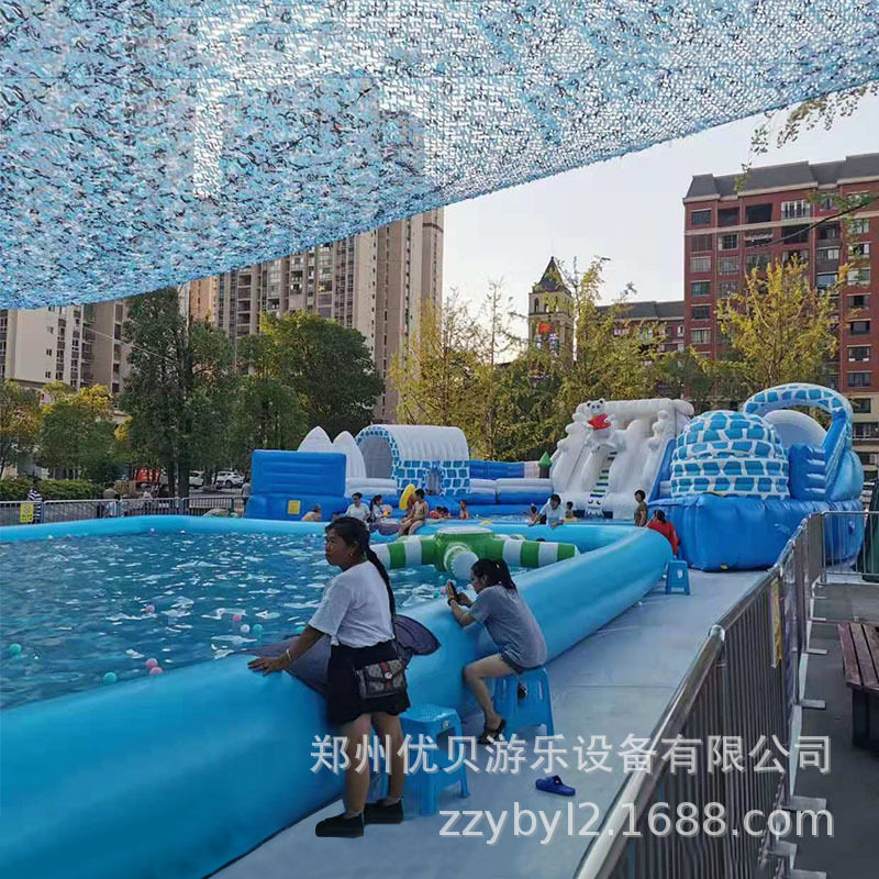 水上乐园滑梯冰雪城堡室内外充气水池嬉水电动碰碰船移动软体蹦床