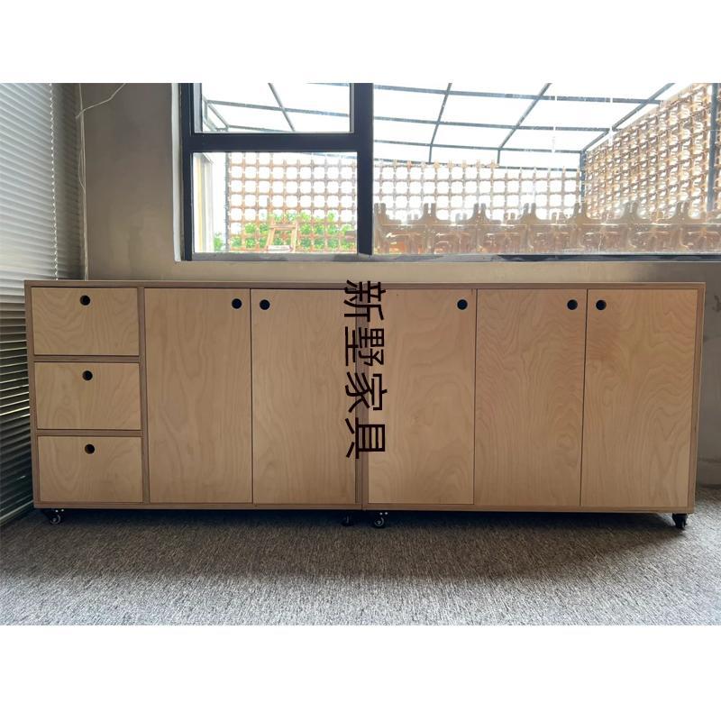 简约现代办公室桦木海洋板茶水柜杂物收纳柜家用小型多层餐边斗柜