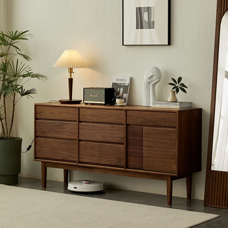 北美黑胡桃木全实木八斗柜樱桃木原木客厅卧室多功能储物收纳斗柜