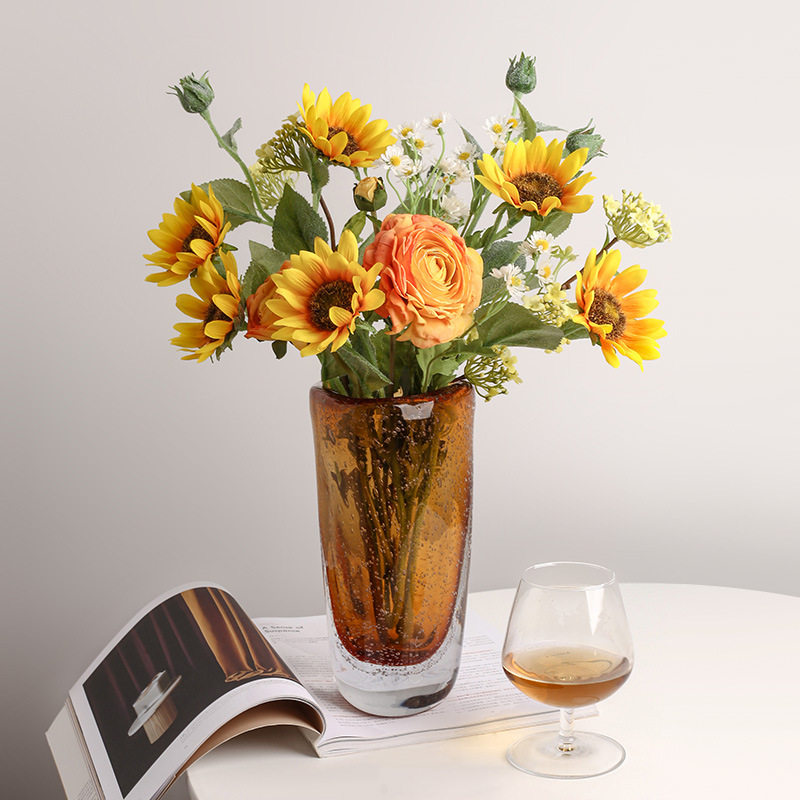 创意轻奢玻璃花瓶透明客厅餐桌干花摆件样板间艺术水培花瓶装饰品,电子元器件市场,电线扎带/束线带,淘宝优惠券,粉丝福利购,淘宝优惠卷