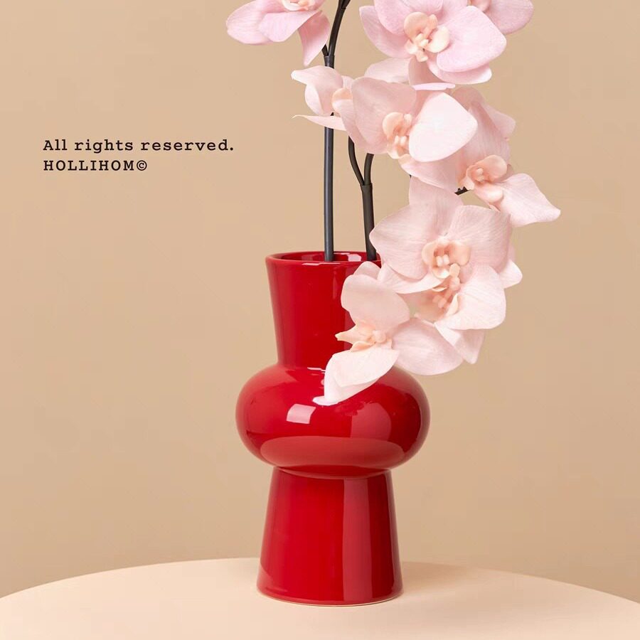 中古风干花插花敞口陶瓷花瓶 乔迁新家餐桌摆件婚房布置批发