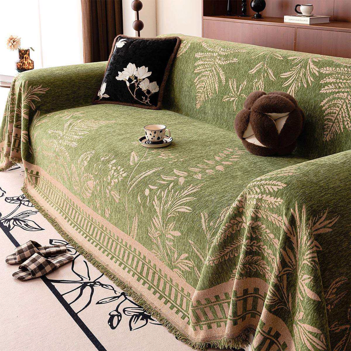 加大加厚加宽230宽幅雪尼尔沙发盖布一片式沙发巾沙发垫四季通用