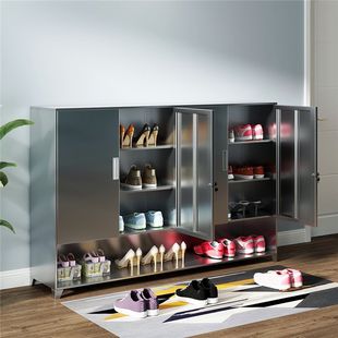 不锈钢鞋柜家用门口入户楼道走廊室外大容量多层收纳储物柜子带锁