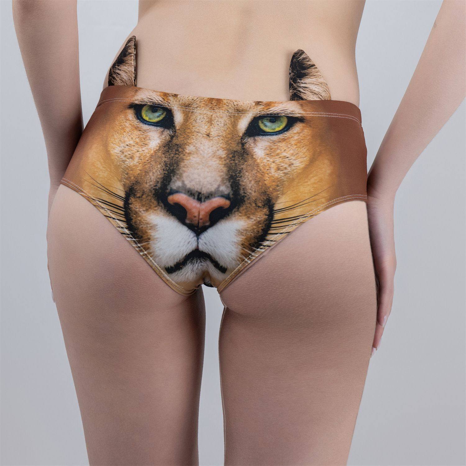 狮子卡通动物耳朵印花无缝透气女士内裤低腰欧美性感三角裤外贸,女士内衣/男士内衣/家居服,男三角内裤,淘宝优惠券,粉丝福利购,淘宝优惠卷