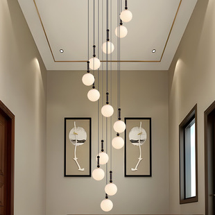 中古法式复古吊灯客厅轻奢实木氛围感复式别墅楼中楼挑空餐厅吊灯