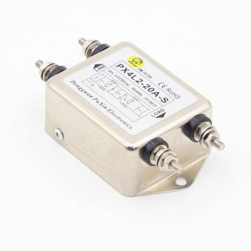 普鑫EMIPXIN滤波器双级PX4L2-20A-S宽频高磁导率锁螺丝电源滤波器