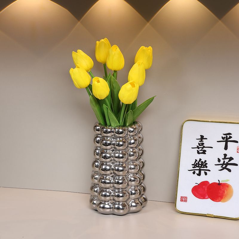 展示柜玄关客厅摆放高档精致仿真花郁金香花瓶客厅陈设花材