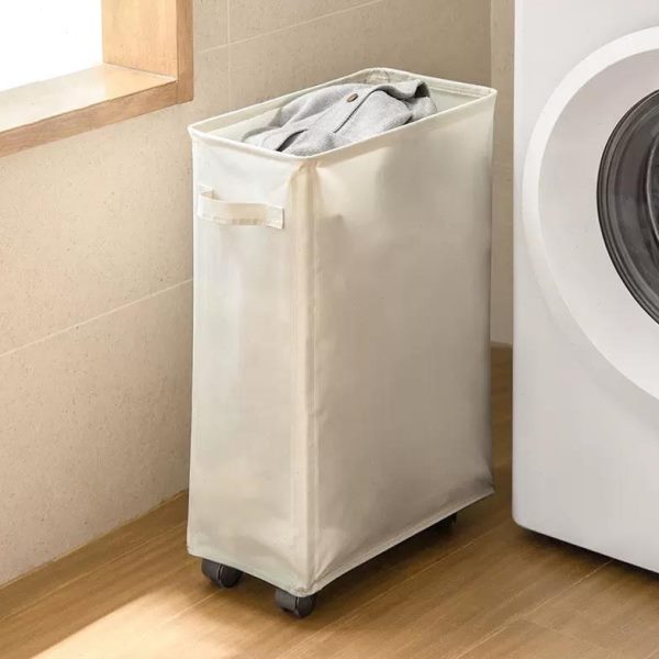 洗衣篮带高脏衣篮窄轮子家用脏衣服收纳桶衣服收纳筐脏衣篓