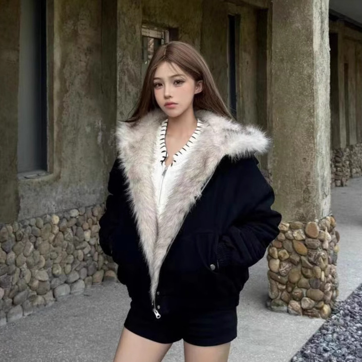 座山雕2025冬新款外套美式加厚甜酷羽绒棉服棉衣夹棉夹克可爱外套