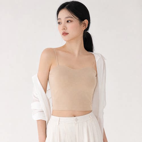 可拆卸杯垫无痕美背吊带背心女