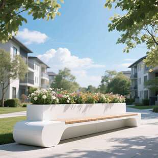 户外花箱座椅组合阳台露台坐凳庭院种植箱长方形不锈钢花槽