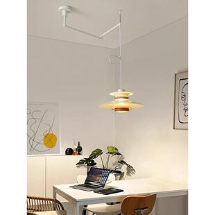 可移位摇臂吊灯中古原木风餐厅PH5胡桃木吊灯北欧日式岛台书房灯