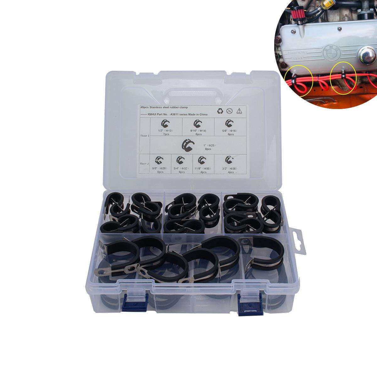 亚马逊热销-45只装8种规格-不锈钢304连胶条卡箍 软管夹 R型喉箍,农机/农具/农膜,播种栽苗器/地膜机,淘宝优惠券,粉丝福利购,淘宝优惠卷