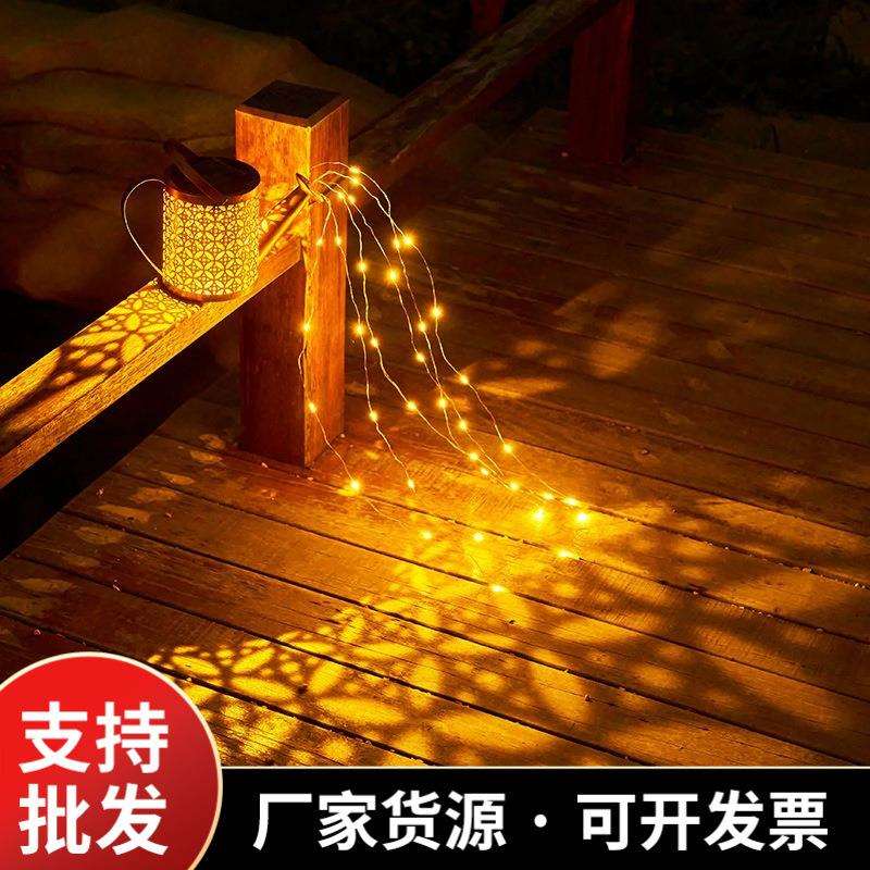 跨境太阳能星星灯洒水壶灯户外防水庭院灯花园小院布置装饰挂树灯