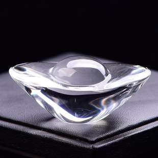 纯天然白水晶元宝小摆件造型饱满晶体干净雕刻精致随机赠送底座