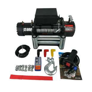 24v直流电动绞盘吊机 12v 越野设备 钢丝绳绞盘 12000LBS