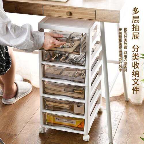 架子置物架多层落地透明抽屉式多功能收纳盒文件书桌面收纳架途达