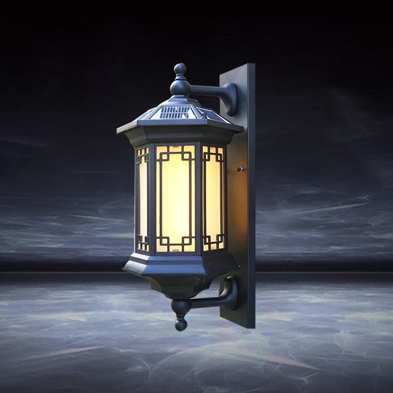 太阳能壁灯户外防水庭院灯花园别墅阳台外墙灯中式室外大门柱子灯