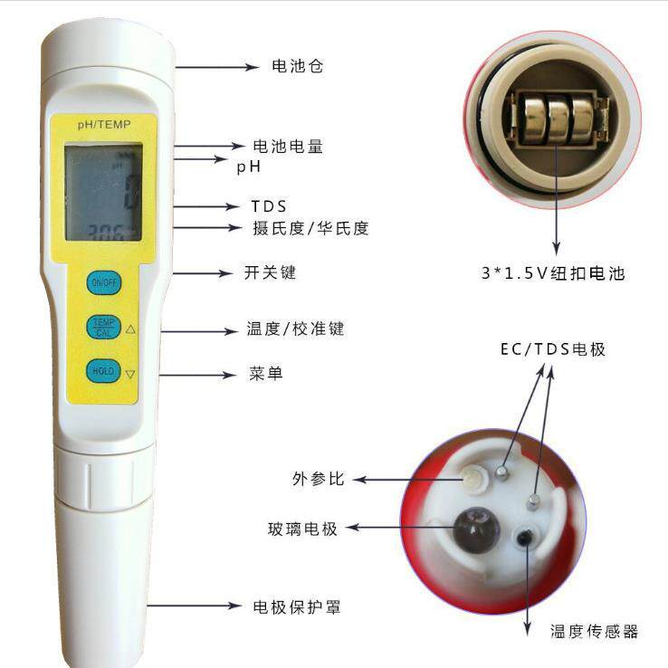 高精度PH值测试笔PH-03水质检测笔PH计酸度计养殖饮用水自动温补