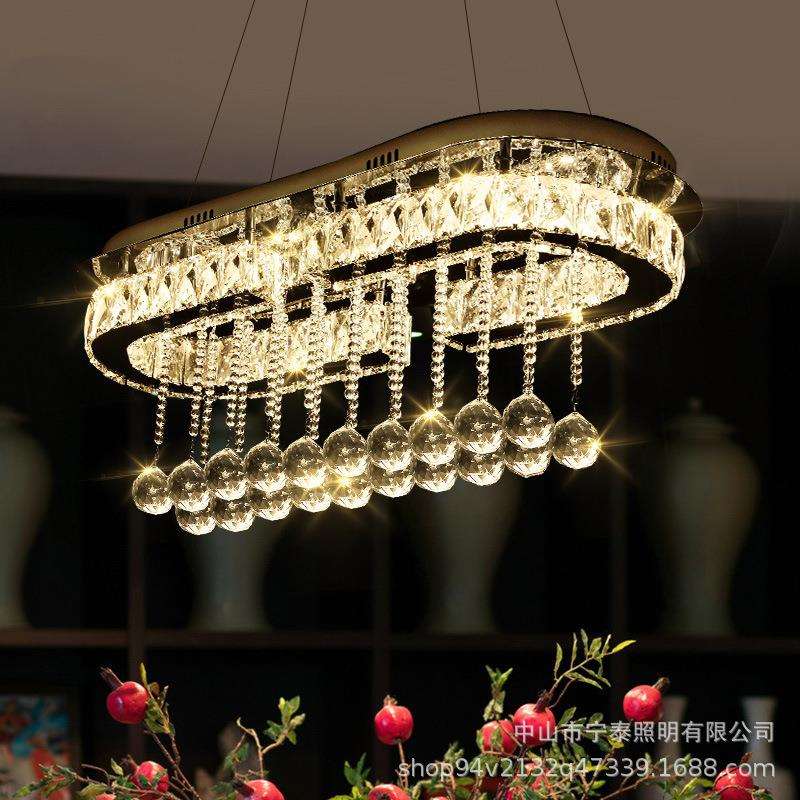 餐厅吊灯简约现代led创意餐吊吧台灯具智能长方形轻奢饭厅水晶灯