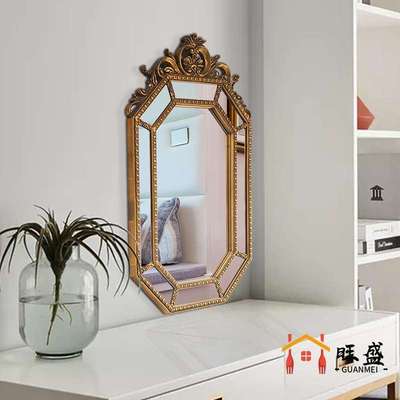 法式复古镜子宫廷风欧式浮雕化妆镜挂墙木框装饰玄关镜卧室梳妆镜