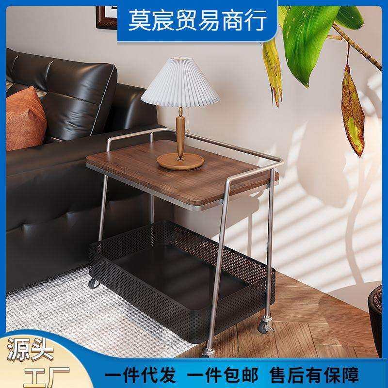 欧式小推车沙发边几出租屋卧室置物架加厚稳定小户型置物架