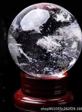 厂家熔炼白色水晶球白水晶球摆件旋转底座熔炼球摆件 http://