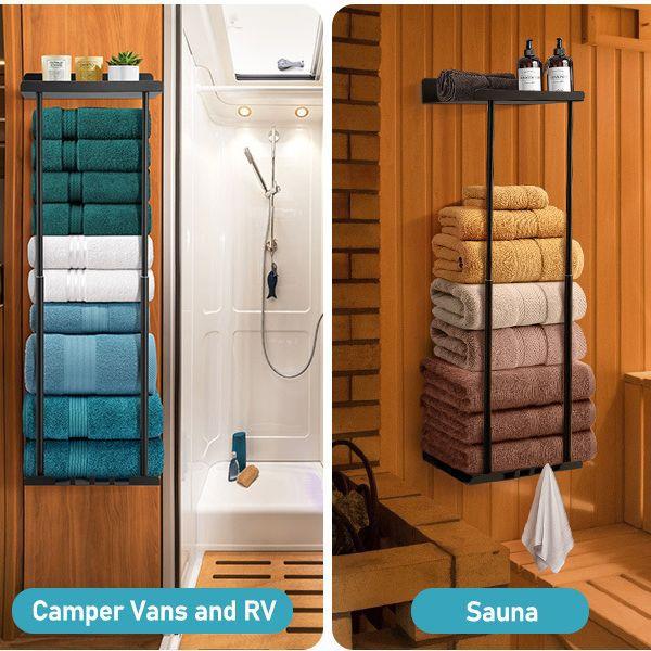 跨境小体积带钩可伸缩浴室毛巾架毛巾置物收纳架壁挂式铁艺浴巾架