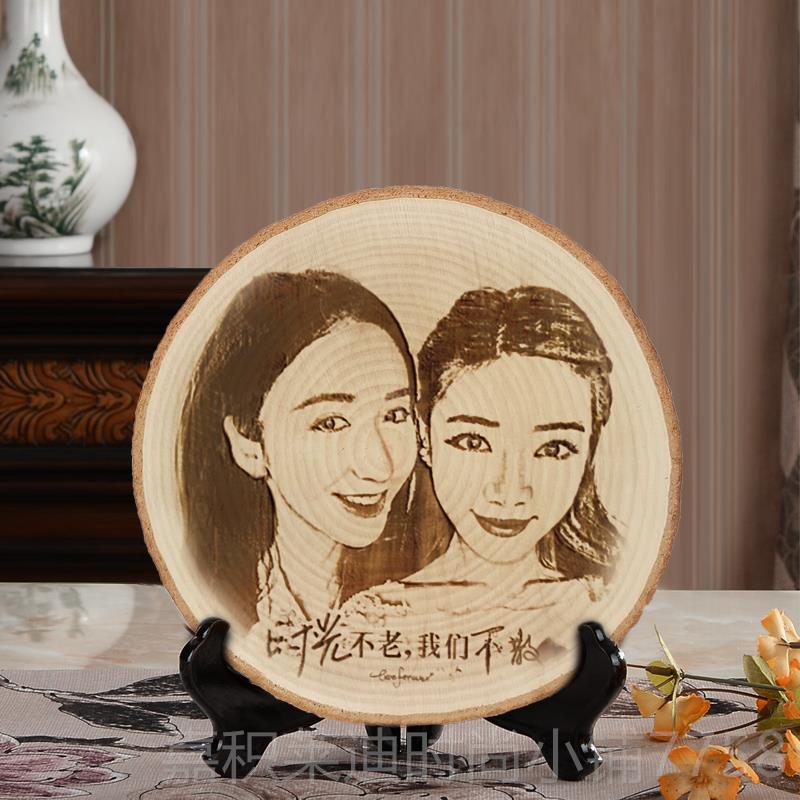 高档照片定制木雕画送情闺蜜朋友结婚礼周年纪刻念生日520七夕人图片