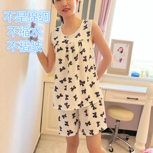 2025新款 短裤 睡衣女款 夏天冰爽棉凉感甜美无袖 家居服 套装 女士夏季