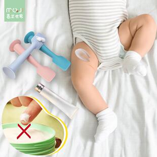 婴童硅胶上药刮刀勺宝宝尿布霜药膏涂抹皮肤护理屁股铲抹药带吸盘