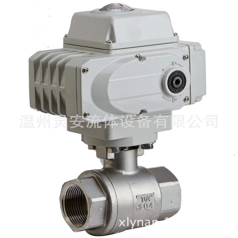 DN100电动2PC螺纹球阀 Q911电动两片式调节丝扣不锈钢304开关球阀