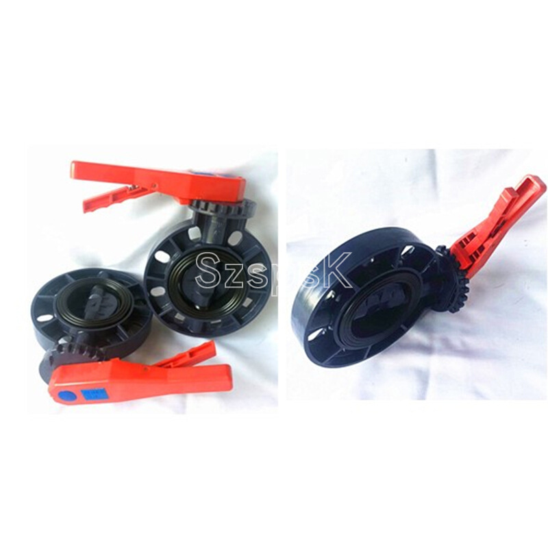 手柄对夹式塑料pvc upvc蝶阀D71X-6S DN 50 65 80 100 125化工