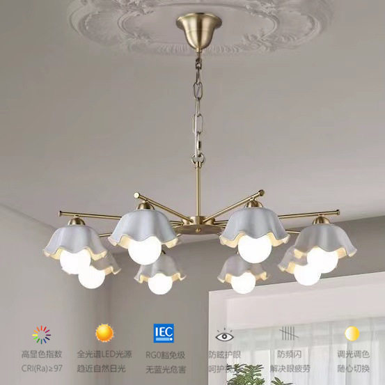 中古客厅吊灯吸顶灯轻奢大气高档宫殿全铜陶瓷灯具餐厅主卧室灯