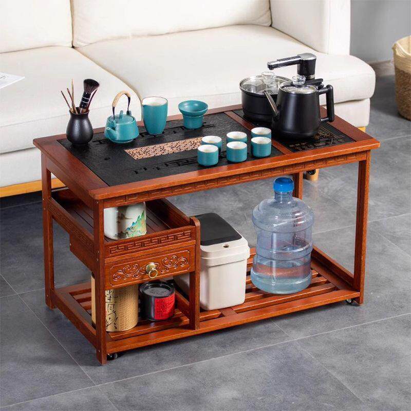 茶桌实木家用桌移动茶台泡茶几矮桌茶水实木可移动茶台一体一整套