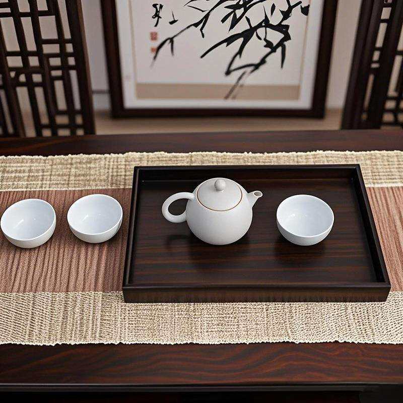 天然紫光檀木茶盘家用长方形托盘茶具收纳盘实木无漆文盘中式复古