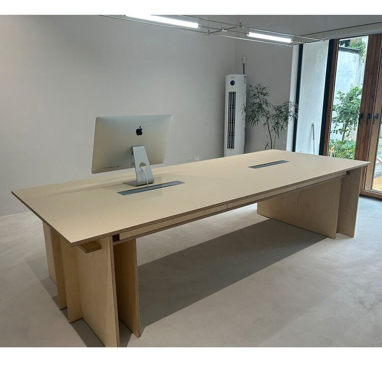 北欧实木办公桌设计师长条大型工作台原木会议桌客厅创意餐桌饭桌