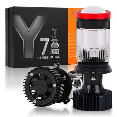 Y7汽车摩托车透镜灯泡LED大灯双光透镜远近一体12V超亮H4透镜大灯
