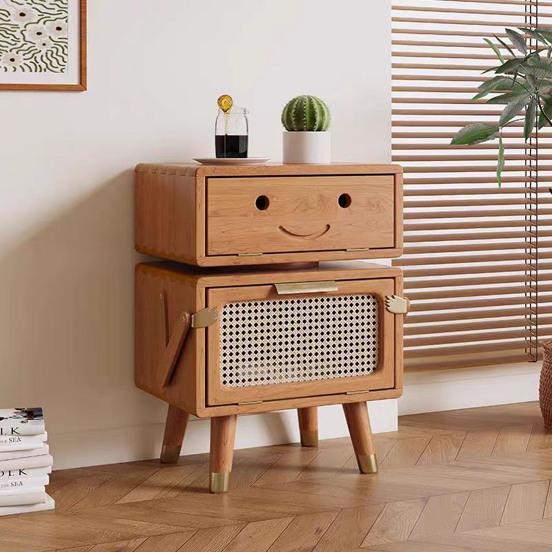 中古风床头柜小型收纳置物柜机器人柜子实木边几侧边柜储物柜斗柜