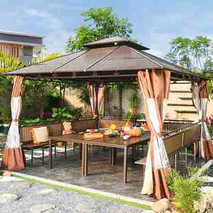 户外凉亭镀锌顶棚亭子帐篷别墅庭院花园露台景区休闲遮阳棚大雨棚
