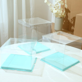 透明生日蛋糕盒6寸8寸10寸12寸单双层加高烘焙网红方形包装盒子