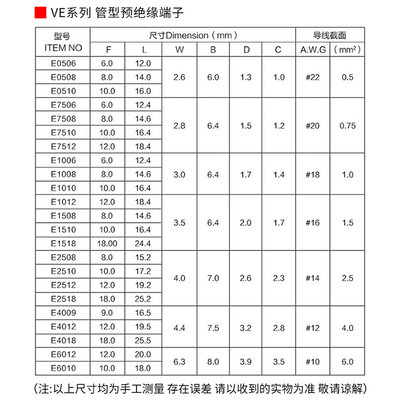 。VE0508针形压线冷压端子 E1008 E7508 E1508 E2508 E0508管型接