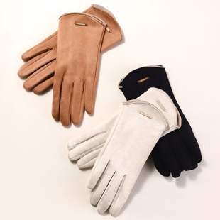 骑行手套男冬季 可触屏加绒加厚 防寒保暖仿麂皮防风手套女2025新款