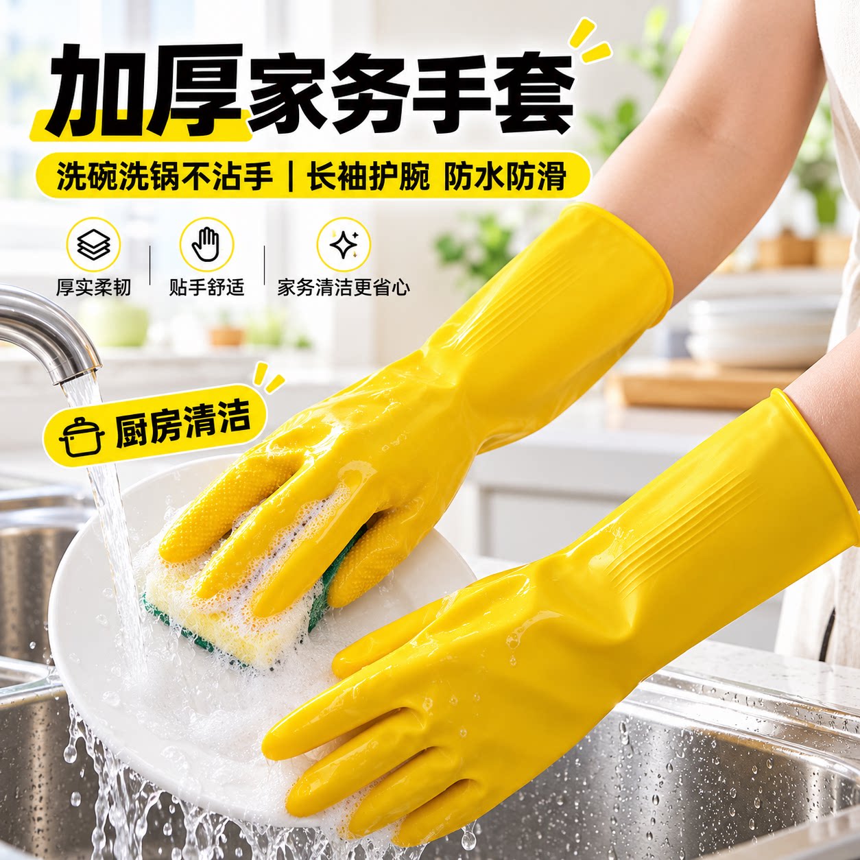 特厚乳胶牛筋耐磨通用防护手套